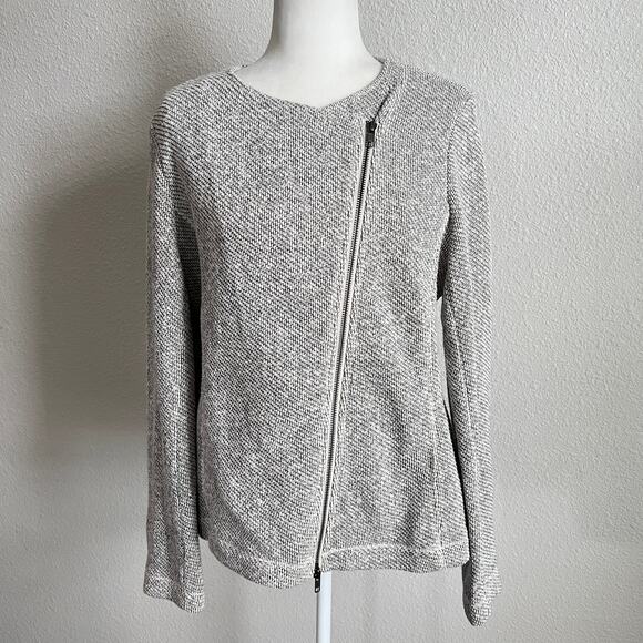 Eileen Fisher Jackets & Blazers - Eileen Fisher Gray Moto Zip Knit Sweater Jacket Women's L Organic Cotton Pockets